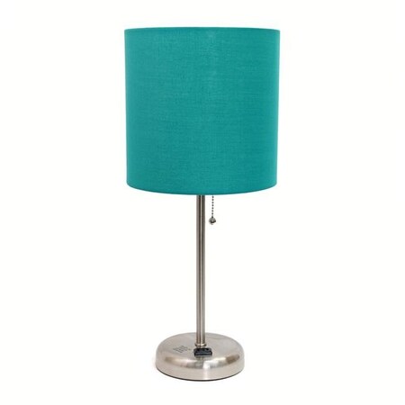 Supershine Lime Lights Stick Lamp with Outlet; Teal Fabric Shade SU168666